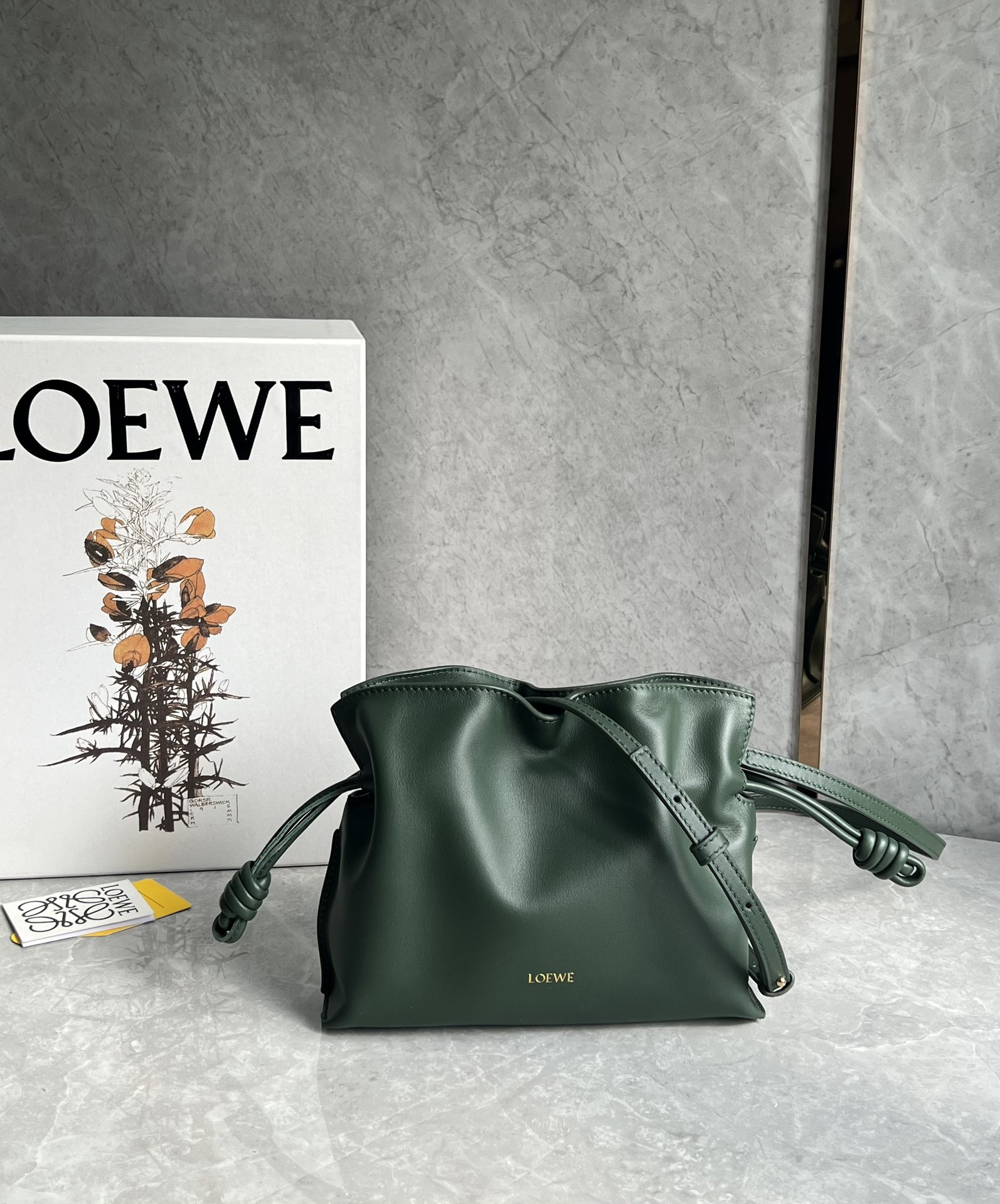 Loewe Mini Flamenco clutch in nappa calfskin Dark Green